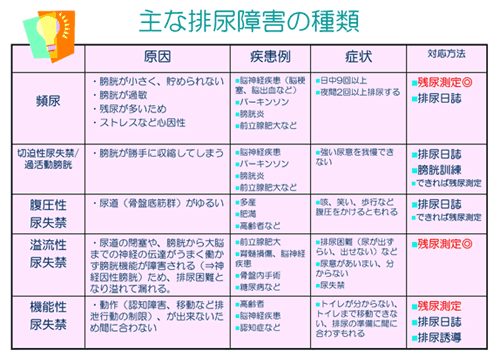 主な排尿障害の種類